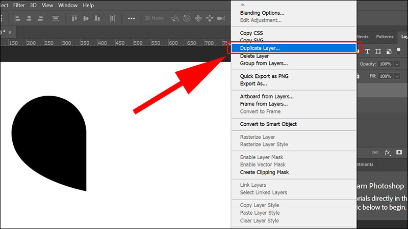 Nhân đôi layer nửa trái tim lên 